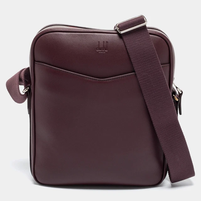 NWT Mens Dunhill Hampstead Messenger Bag $950 burgundy leather bag strap pouch