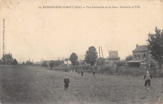 Cpa 60 Ressons Sur Le Matz / Vue D'ensemble De La Gare / Feculerie Et Villa