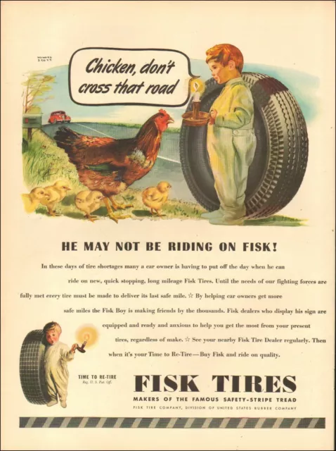 1940's Vintage ad for Fisk Tires LIttle boy Candle Art WWII era 05/14/22