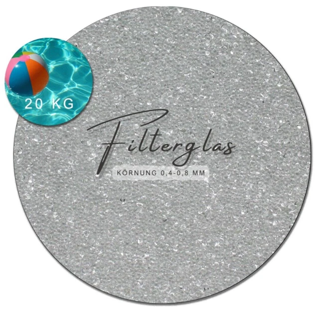 20 KG FILTERGLAS 0,4-0,8 mm für Sandfilteranlagen Filtermaterial Pool ...