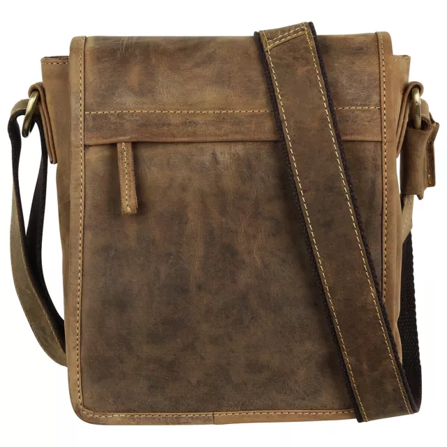 Greenburry Vintage Flapzipt Tasche Leder Umhängetasche Bag 1748A-25 braun