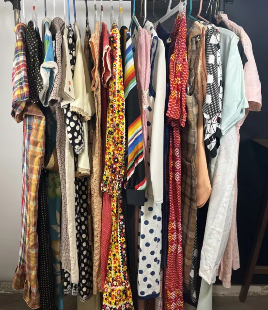 Lot of 25 Womens Dresses Bohemian Mod Prairie 40’s 70’s 80’s