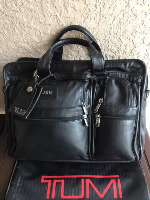 Tumi Limited Edition Alpha Black Leather Messenger Travel Laptop Bag Briefcase