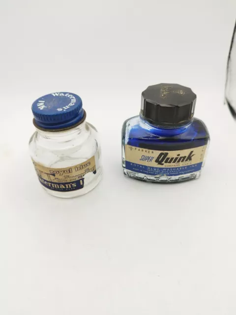 Vintage Waterman's Ink Bottle & Parker Quink Bottle