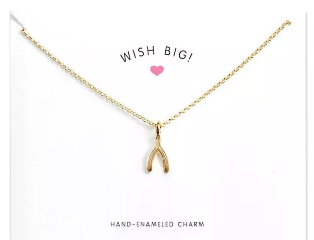 Wish Necklace Wishbone Carded Pendant Gold Dipped Clavicle Dainty Meaning