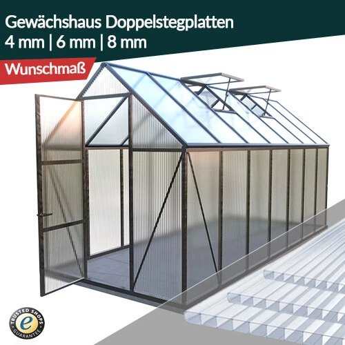 GEWÄCHSHAUS PLATTEN 4 6 8 mm Doppelstegplatten Stegplatten
