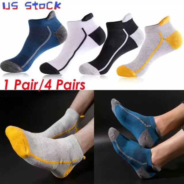 1/4pairs Mens Bamboo Ankle Socks with Heel Tab Low Cut Thin Athletic Performance