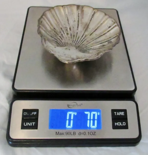Vintage 5" Scallop Shell Candy Dish 70 grams Mexico Sterling Silver Scrap or not