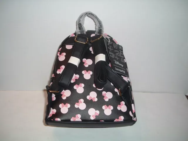 LOUNGEFLY DISNEY MINNIE Mouse Pink Heads Mini Backpack~ Tags~ Brand New ...