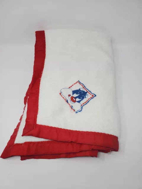 Manta de acrílico para bebé Baby Looney Tunes de colección blanca roja bordada