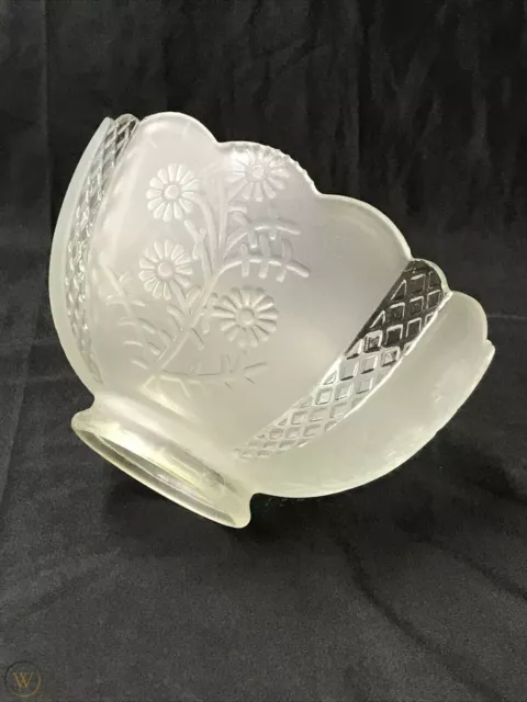 Vtg Glass Lamp Shade Gasolier Chandelier 3"Fit Floral Victorian Art Deco Gas Oil