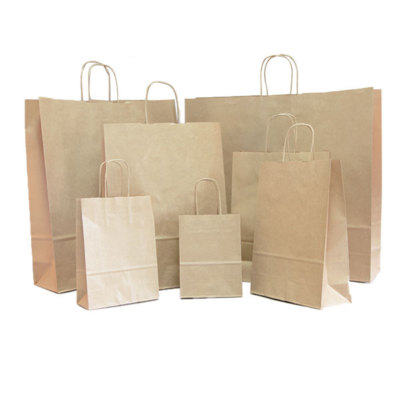 Support papier Parti sacs de luxe Sacs Papier Kraft Sac Cadeau Twisted Poignées Butin 