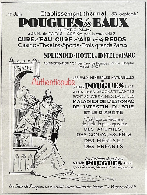 Advertising Pougues Les Eaux Pastilles Spendid Hotel Du Parc 1926 Ad Pub