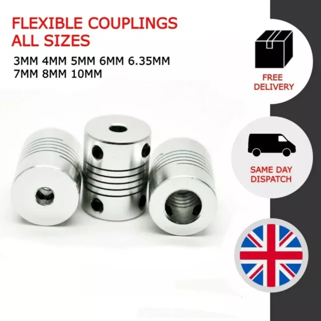 Aluminium CNC Shaft Coupler Flexible Coupling - 3mm 4mm 5mm 6mm 6.35mm 8mm 10mm