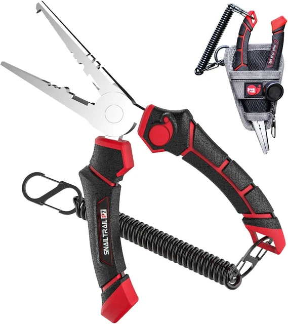SNAIL TRAIL 7'' Split Ring Saltwater Fishing Pliers with Sheath & Lanyard, Ho...
