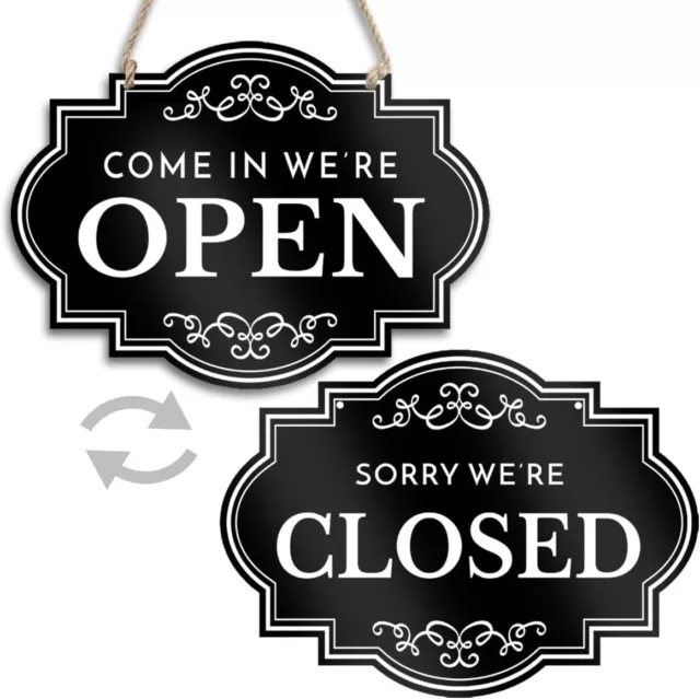 Open Closed Signs for Business, Reversible Come In Sign or Closed Sign, 11 x 8