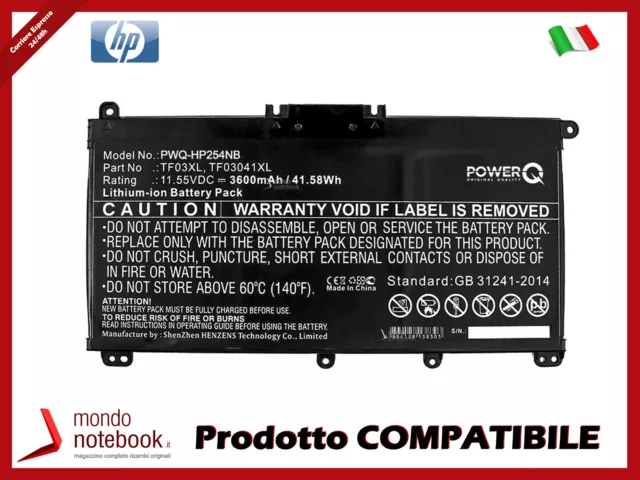 Batterie pour HP HSTNN-LB7L HSTNN-LB7X HSTNN-UB7J TF03XL TPN-C131