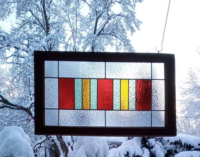 large window leaded stained glass transom panel