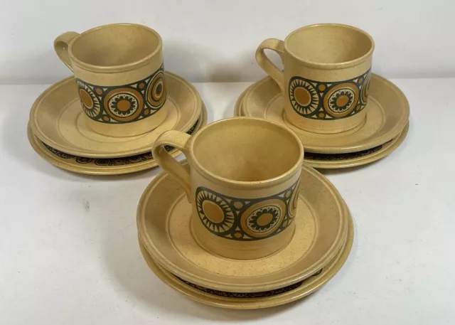 Kiln Craft Bacchus 3x Tea Cups Saucers Side Plate Bundle Staffordshire Pottery