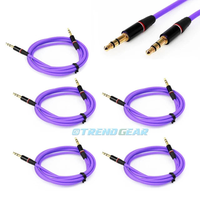 5X 3.5Mm Aux Auxiliary Straight Audio Cable Purple For Lumia 820 Z10 Z30 Droid