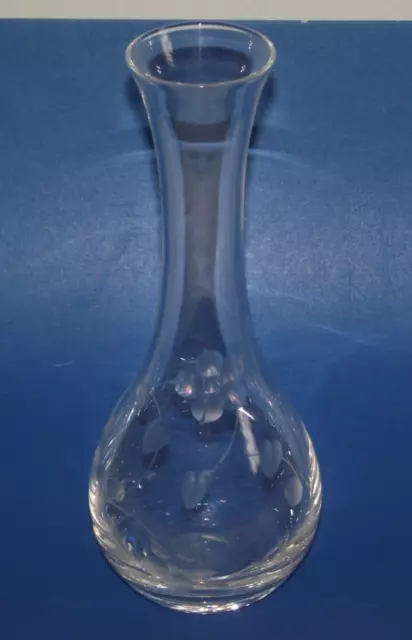 Vintage Lenox USA clear crystal glass etched flower floral rose bud vase ~B