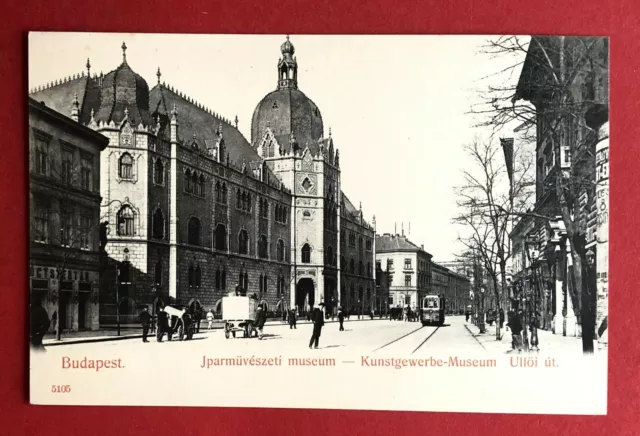 AK BUDAPEST in Ungarn um 1900 Kunstgewerbe-Museum mit Strassenbahn  ( 75298