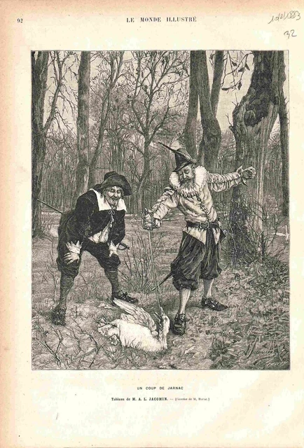 Coup de Jarnac Oie Goose Alfred Louis Vigny Jacomin GRAVURE 1883