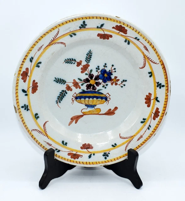 18Thc Plate Eighteenth Century Polychrome Earthenware Faience Dutch Delft Plate