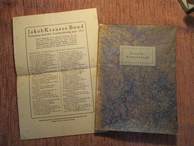 JAKOB KRAUSE BUND Deutsche Einbandkunst 1921 BUCHBINDER Handeinband BUCHBINDEREI