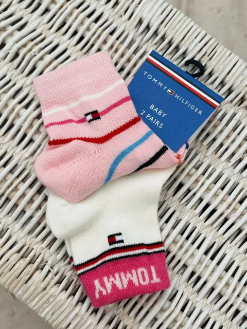 Tommy hilfiger baby Girl socks 2 Pairs gift set UK3-5, 12-18 Months,