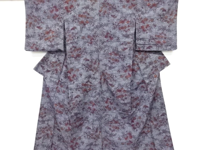6522179: Japanese Kimono / Antique Hitoe Kimono / Tsumugi / Woven Maple & Bush C