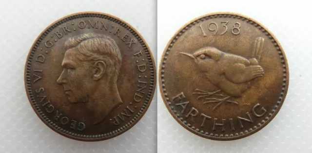 Nice Collectable 1938 King George VI Farthing Lot 3 Bare Head