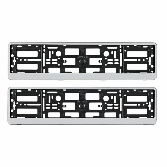 2 x PAIRE DE CADRES DE SUPPORT PLAQUE D'IMMATRICULATION ARGENTÉE POUR TOUTES VOITURES MERCEDES-BENZ FOURGONNETTES