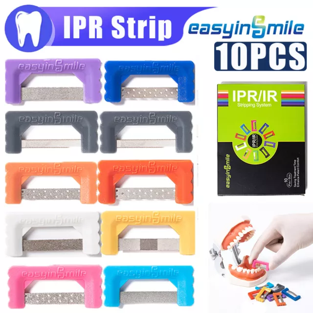 10PCS Dental Interproximal IPR System Reduction Strips Diamond Stainless Steel
