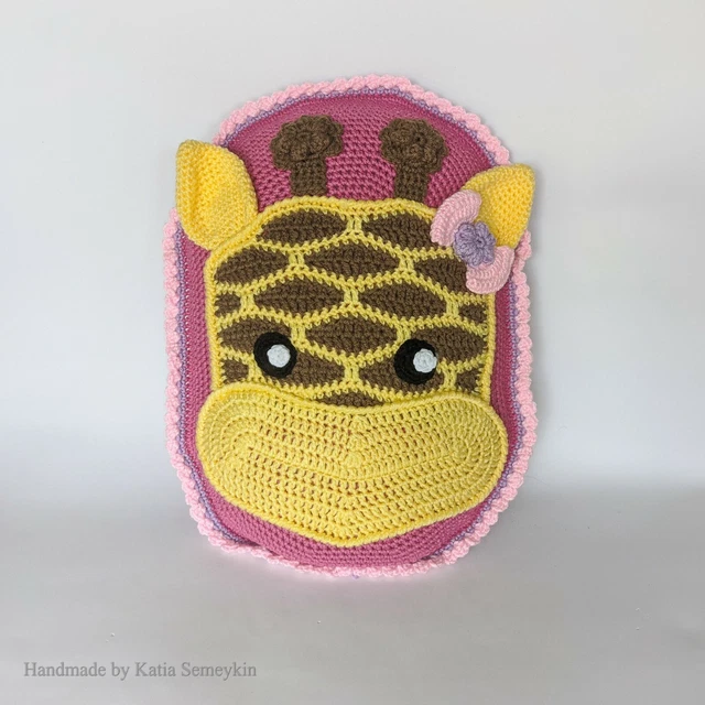 "Almohada de jirafa, almohada de decoración de ganchillo 20""x 15"