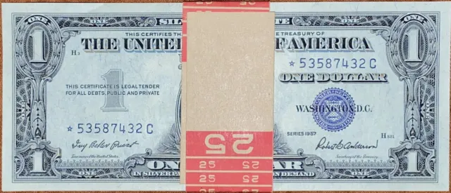 1) $1 Silver Certificate *⭐️Star Note⭐️* 1957 (Very Rare) Uncirculat Non-Consec