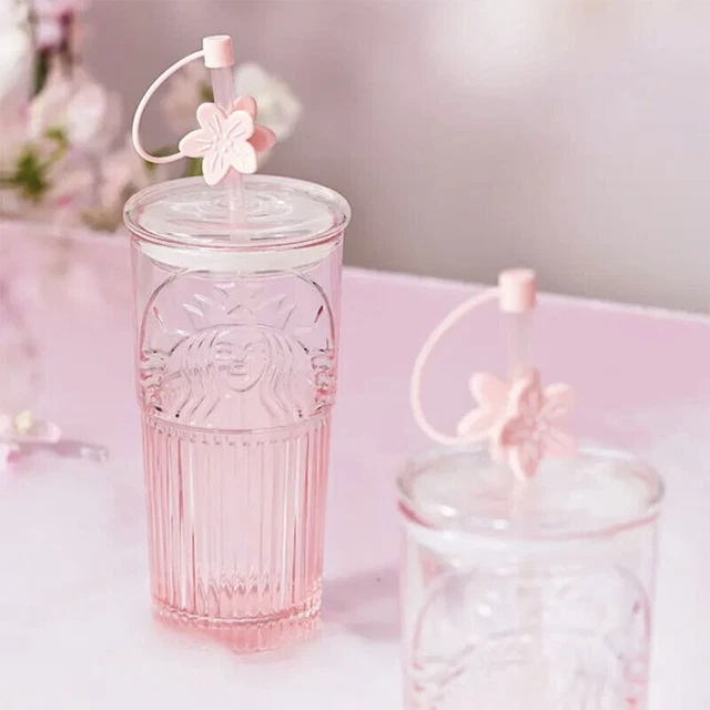 STARBUCKS CHINA 2023 Peach Blossom Topper Pink Siren 19oz Glass Cup hot
