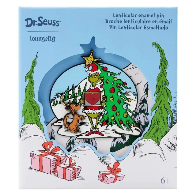 Loungefly Dr Seuss The Grinch Lenticular Heart Box 3" Slide Enamel LE 1300 Pin