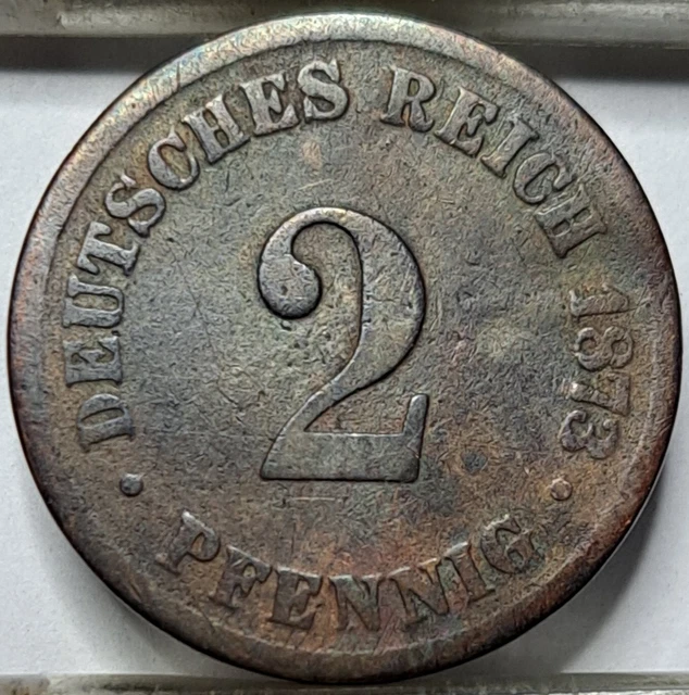 Germany 2 Pfennig 1873 KM#2 Letter B Copper Wilhelm I (5467)