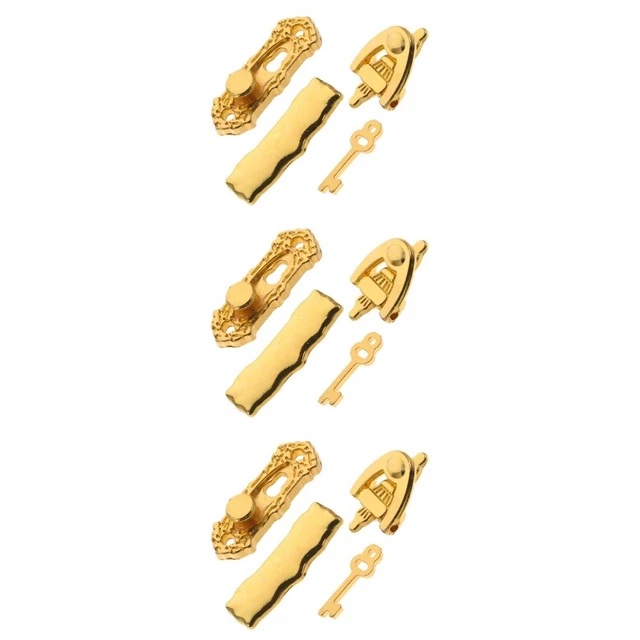 3 SETS DOLLHOUSE Door Lock Hardware Miniature Home Decor Furniture £11.
