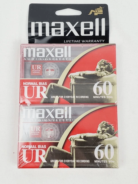 2-Pack MAXELL UR Normal Bias 60 Minute Blank Cassette Tapes SEALED NEW!