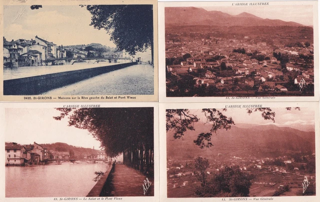 LOT DE 4 cartes postales anciennes postcards SAINT-GIRONS ARIEGE 2 EUR ...