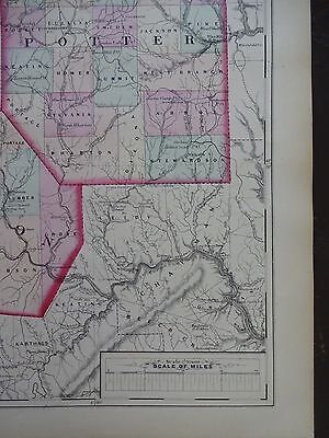 1872 Hand-Colored Map of PA/Counties of Warren, McKean, Potter, Forest, Elk 3