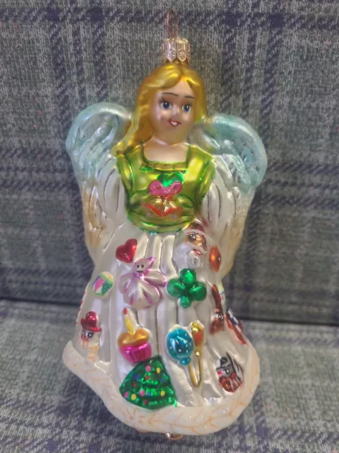 RETIRED Christopher Radko Glass Christmas Ornament "For Always Angel" Rare 1999