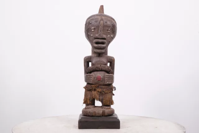 Songye Power Figurine 17 " Sur Base - Dr Congo - Africain Tribal Art