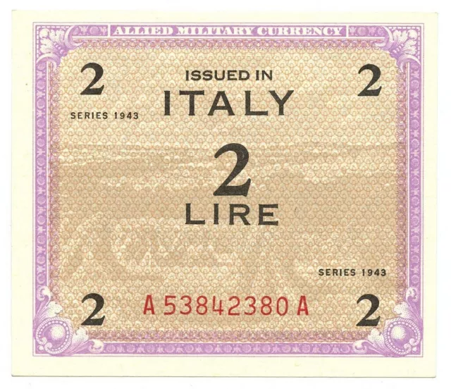 2 LIRE OCCUPAZIONE AMERICANA IN ITALIA MONOLINGUA FLC 1943 qFDS