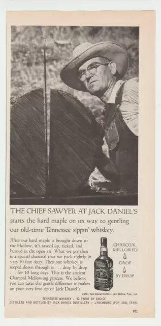 Jack Daniel's Whiskey Chief Sawyer Tennessee sippin Vintage Print Ad 1961 A52