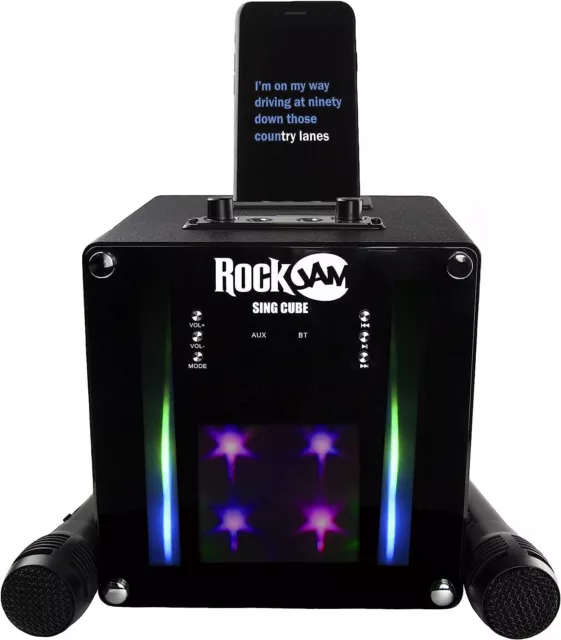 Sistema de karaoke RockJam Singcube 5 vatios recargable Bluetooth negro NUEVO