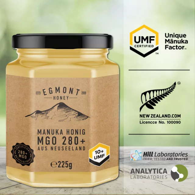 Manuka Honig MGO 280+ UMF 10+ 225g GLAS Egmont Honey ORIGINAL NEUSEELAND 250 300