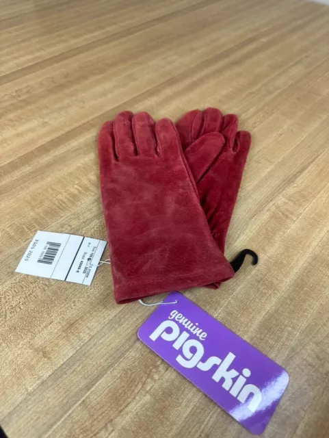 Guantes de conducir vintage de piel de cerdo rojos de cuero para mujer